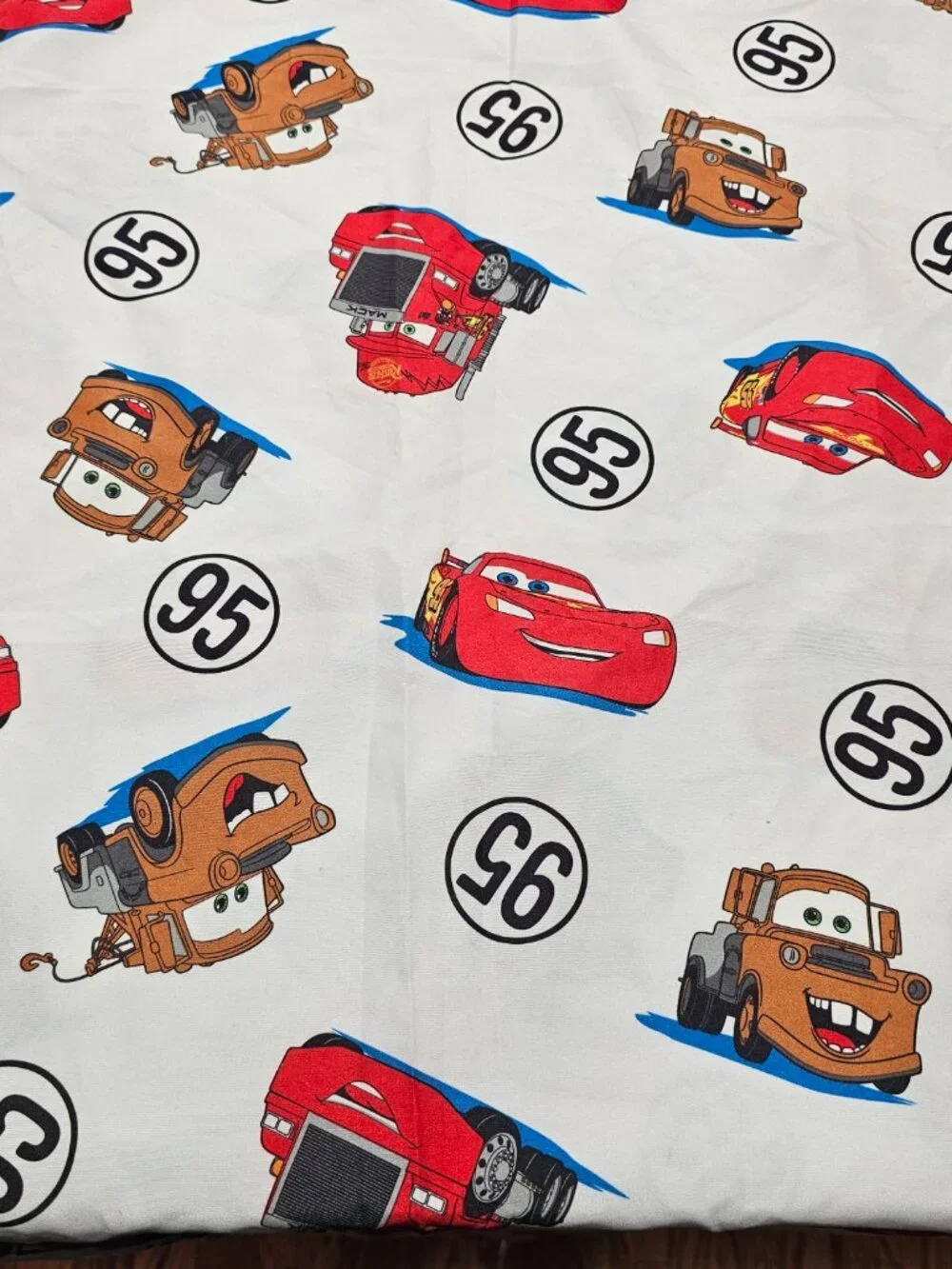 Disney Pixar Bedding Cars Sheet Only Lightning McQueen Mater Mack 95 Logo Print